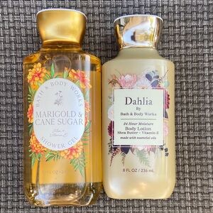 Bath & Body Works Marigold & Cane Sugar Shower Gel and Dahlia Body Lotion